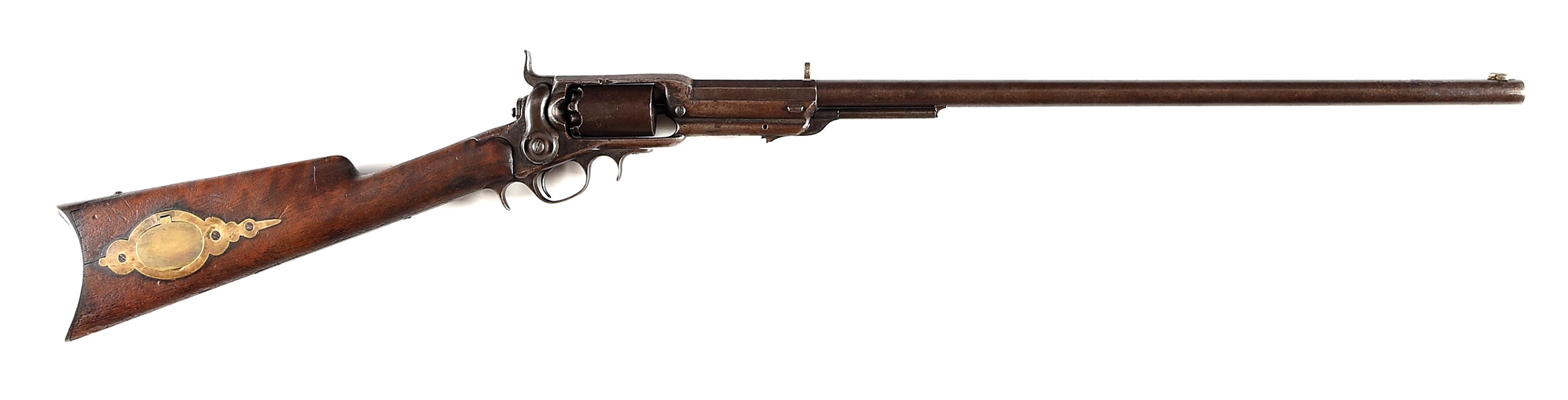 (A) FIRST MODEL COLT MODEL 1855 ROOT SIDEHAMMER PERCUSSION REVOLVING RIFLE.