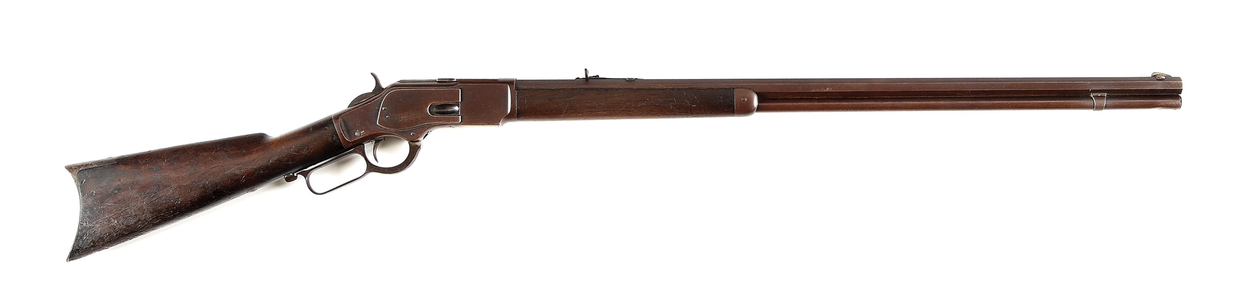 (A) SPECIAL ORDER WINCHESTER MODEL 1873 LEVER ACTION RIFLE WITH EXTRA LENGTH BARREL..