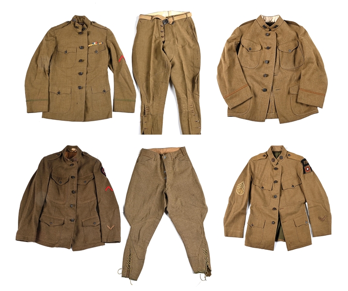 LOT OF 4: US WWI ARMY UNIFORMS.