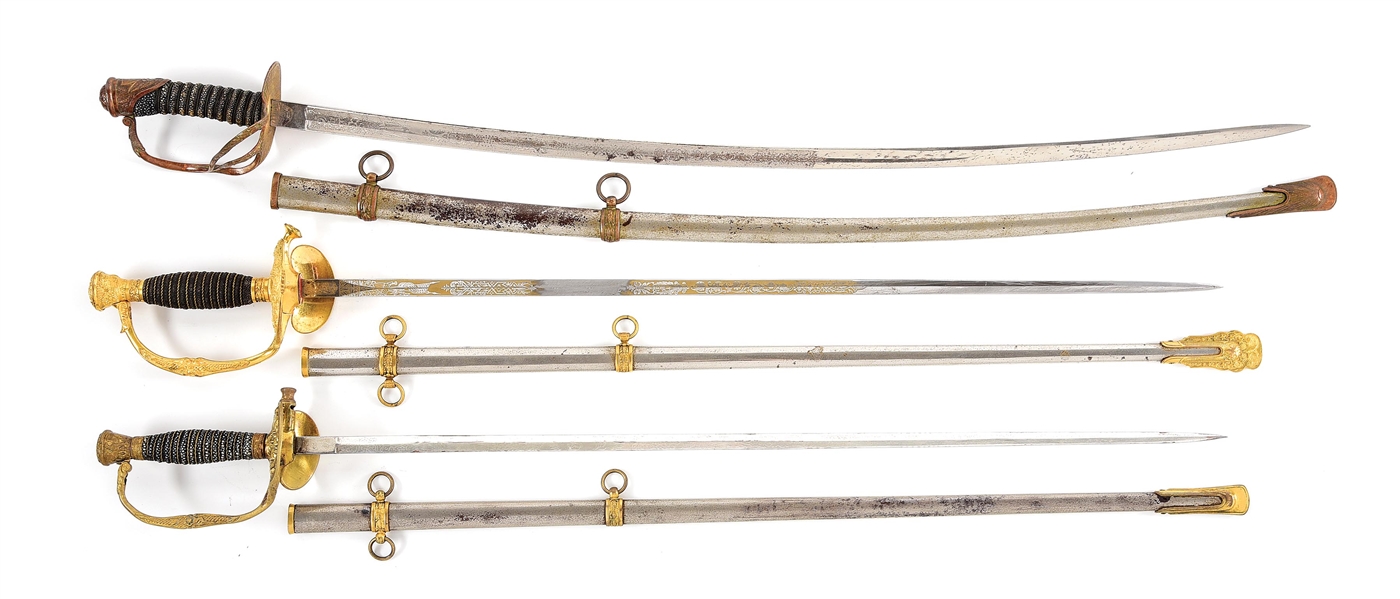 LOT OF 3: 1 M1872 CAVALRY SABER AND 2 M1872 STAFF OFFICER SWORDS.