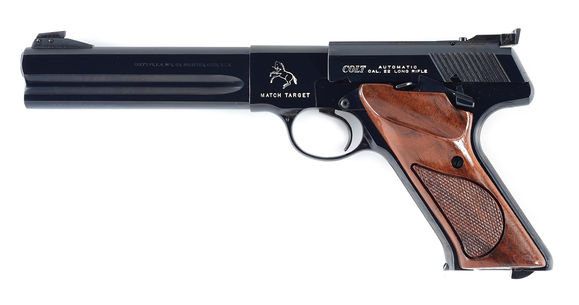 (M) EXTREMELY FINE COLT WOODSMAN MATCH TARGET SEMI-AUTOMATIC PISTOL WITH MATCHIG FACTORY BOX.
