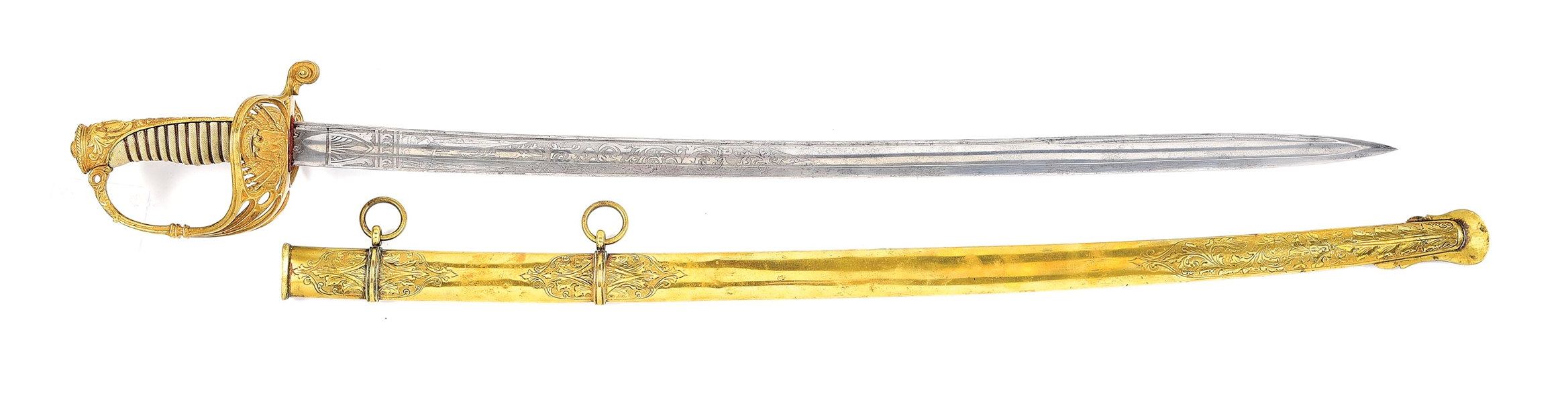 US CIVIL WAR ERA PRESENTATION GRADE NON-REGULATION MODEL OF 1847 OFFICERS SWORD.