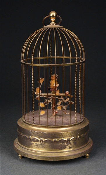 GERMAN WIND-UP SINGING BIRD IN CAGE AUTOMATON