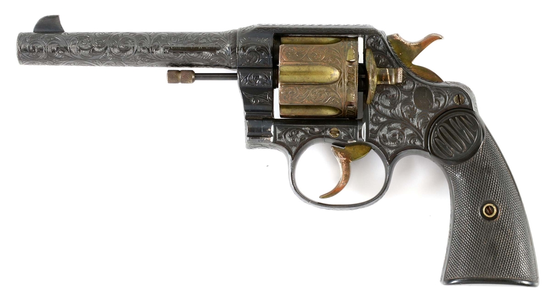 (C) ENGRAVED COLT NEW SERVICE REVOLVER