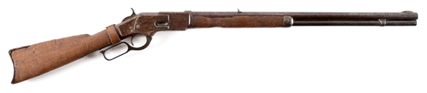 (A) FRONTIER MODIFIED FIRST MODEL WINCHESTER 1873 LEVER ACTION RIFLE.