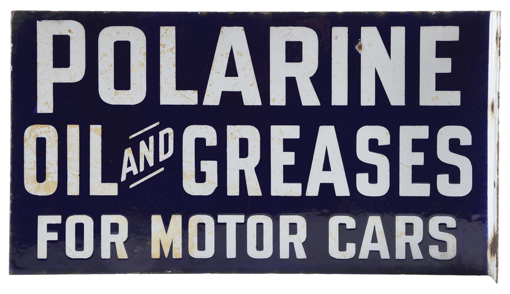 POLARINE OIL AND GREASES PORCELAIN FLANGE SIGN.