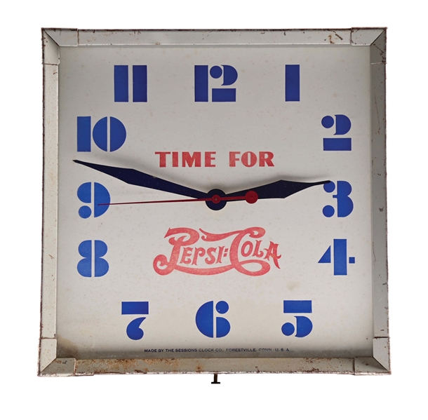 TIME FOR PEPSI-COLA CLOCK BY SESSIONS CLOCK CO.