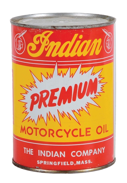 INDIAN "PREMIUM" MOTORCYCLE MOTOR OIL ONE QUART CAN.