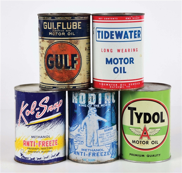 COLLECTION OF 5: VARIOUS MOTOR OIL 1 QT. CANS.