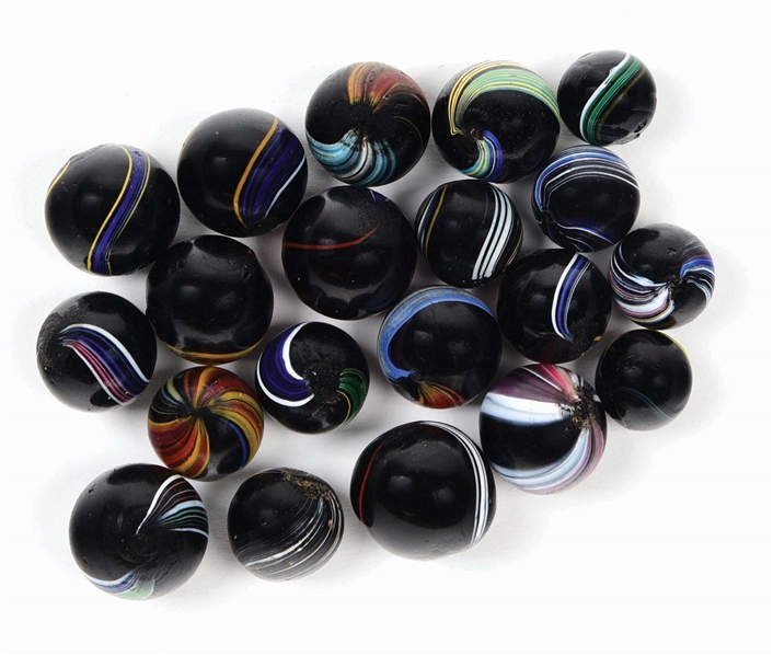 LOT OF 20: INDIAN SWIRL MARBLES.