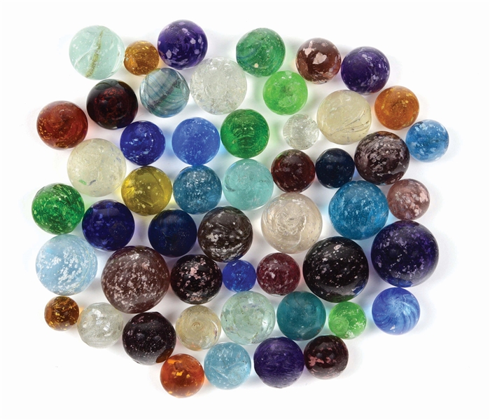 LOT OF 51: MICA MARBLES.