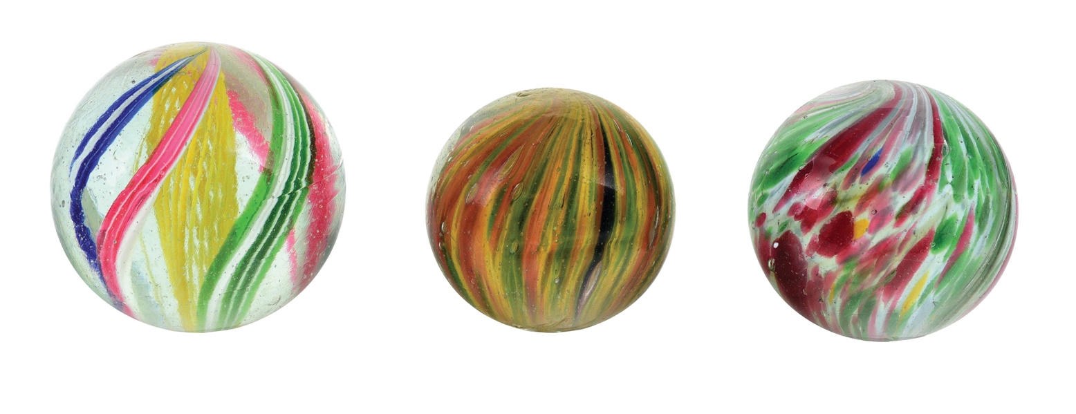 LOT OF 3: HANDMADE MARBLES.