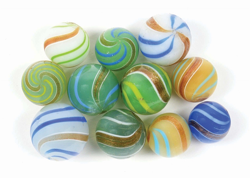 LOT OF 11: LUTZ MARBLES.