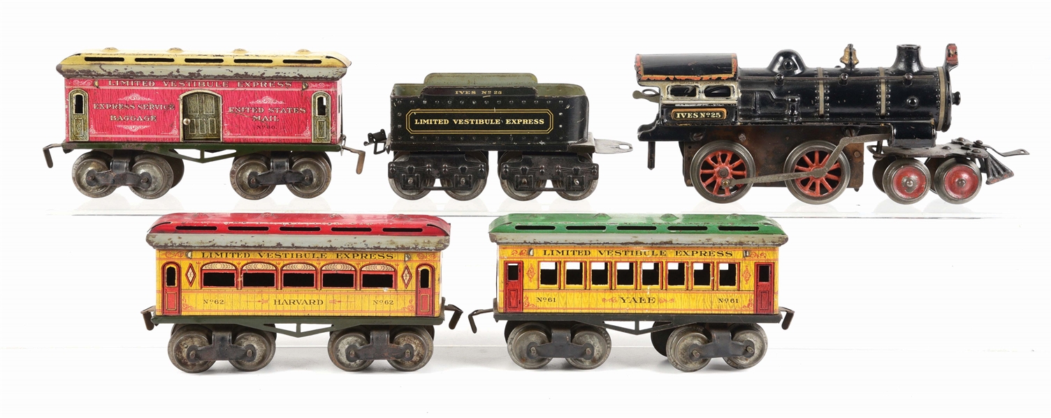 LOT OF 5: IVES LOCOMOTIVES & TENDER.