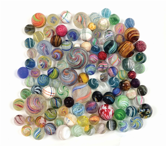 LARGE LOT OF HANDMADE MARBLES.