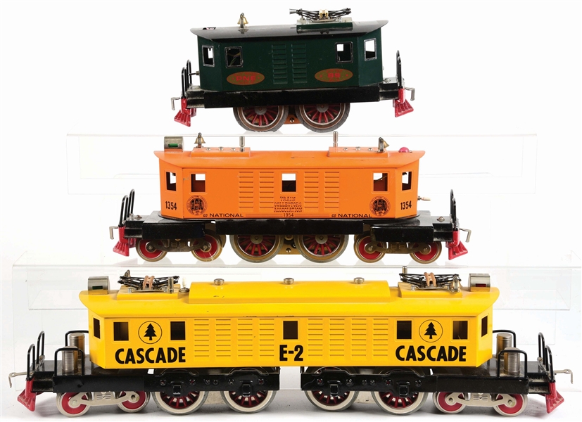 LOT OF 3: MCCOY STANDARD GAUGE LOCOMOTIVES.