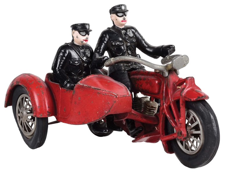 HUBLEY INDIAN POLICE MOTORCYCLE WITH SIDE CAR. 