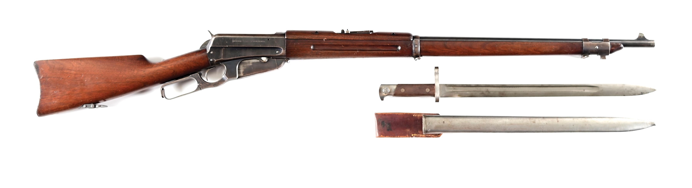 (A) NATIONAL GUARD OF COLORADO MARKED WINCHESTER MODEL 1895 LEVER ACTION MUSKET WITH BAYONET (1898).