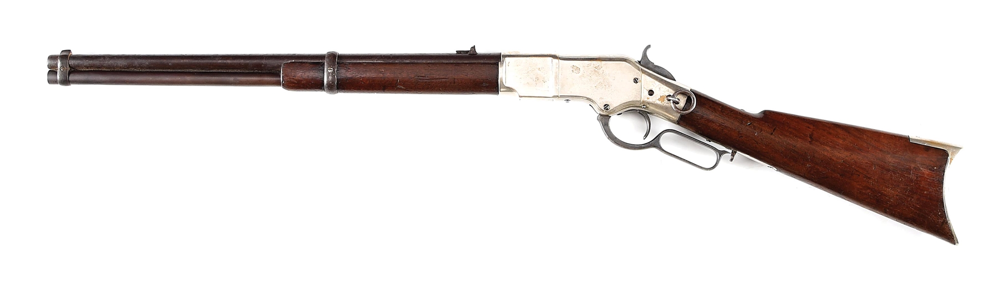 (A) NICKEL PLATED WINCHESTER MODEL 1866 SADDLE RING CARBINE.