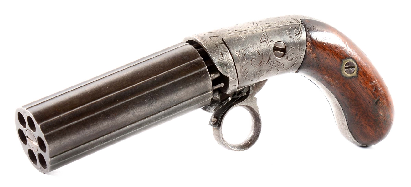 (A) BLUNT AND SYMS PERCUSSION PEPPERBOX REVOLVER.