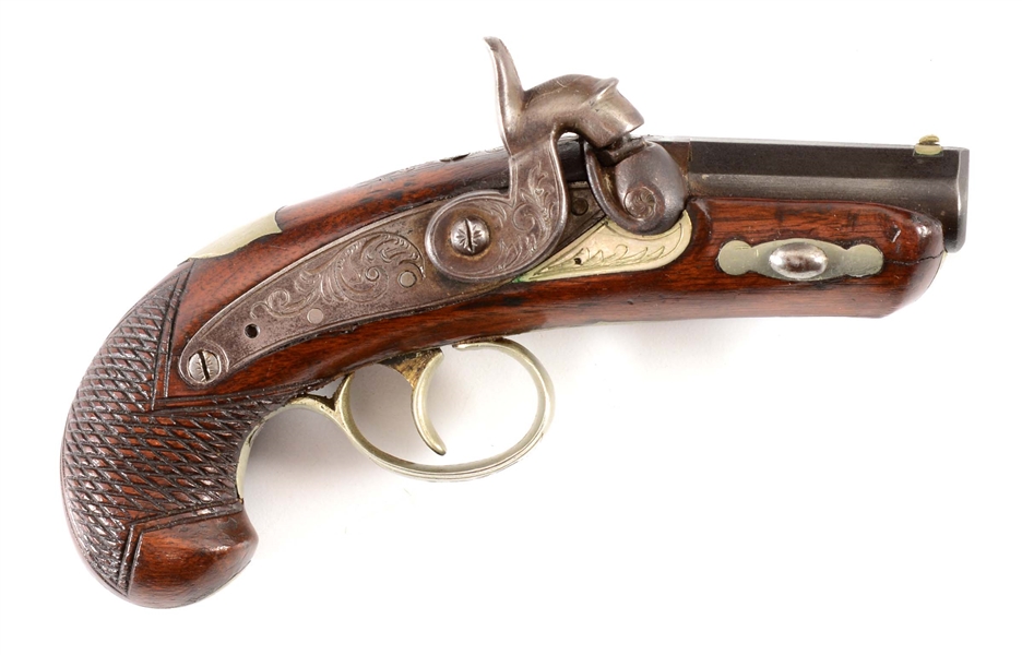 (A) PERIOD COPY OF A PERCUSSION DERINGER PISTOL.