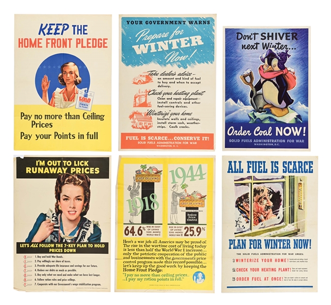 LOT OF 6: US WWII WAR BOND POSTERS. 