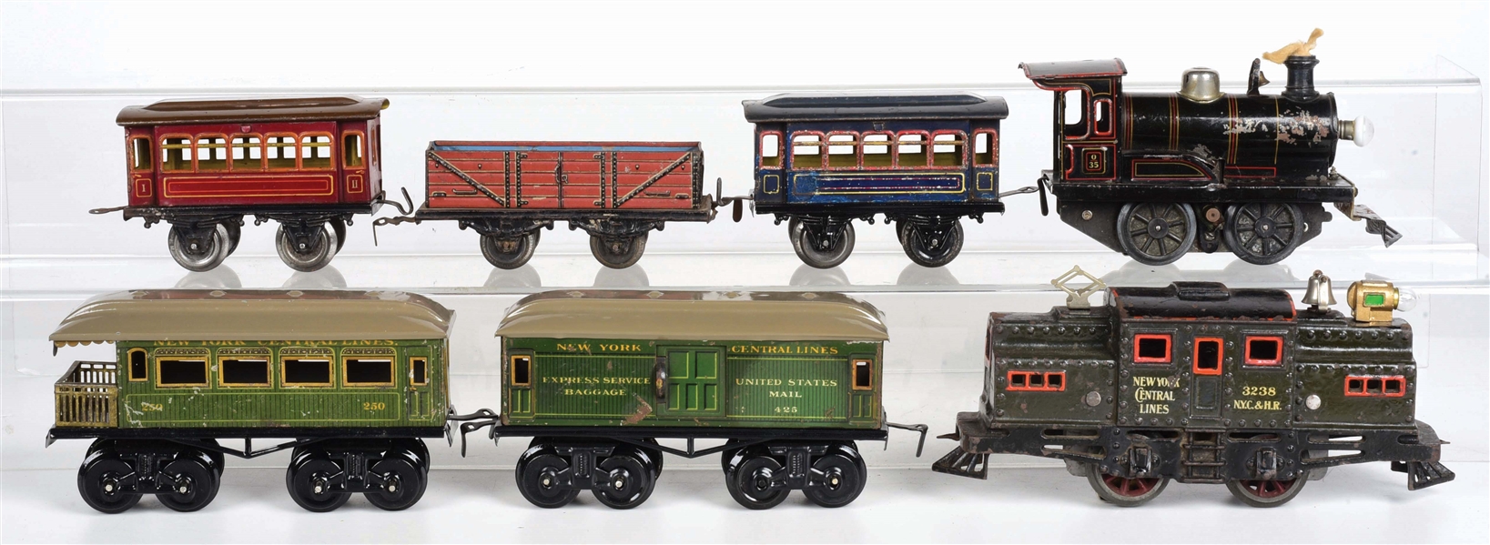 LOT OF 7: BING PASSENGER SET & BUB ASSORTMENT OF CARS.