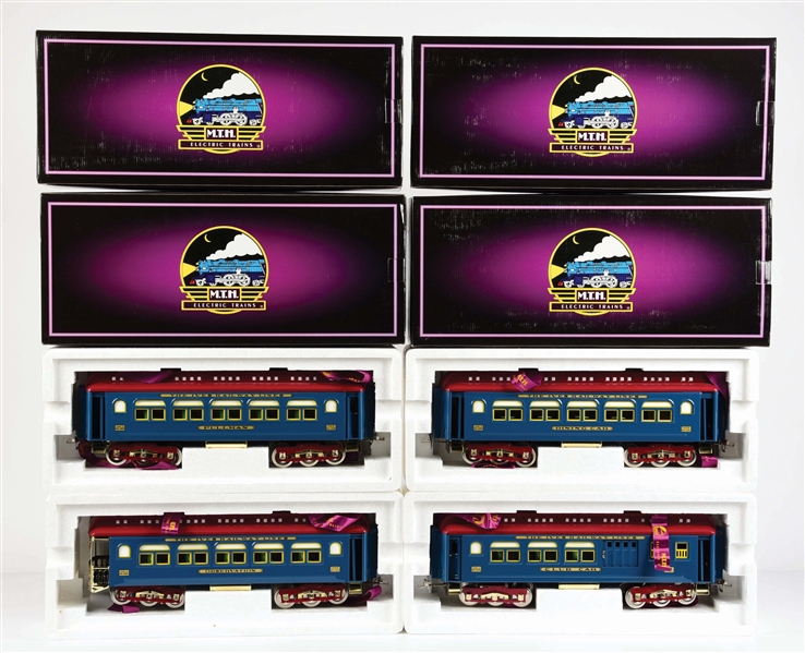 LOT OF 4: MTH BLUE & RED STANDARD GAUGE PASSENGER CARS.