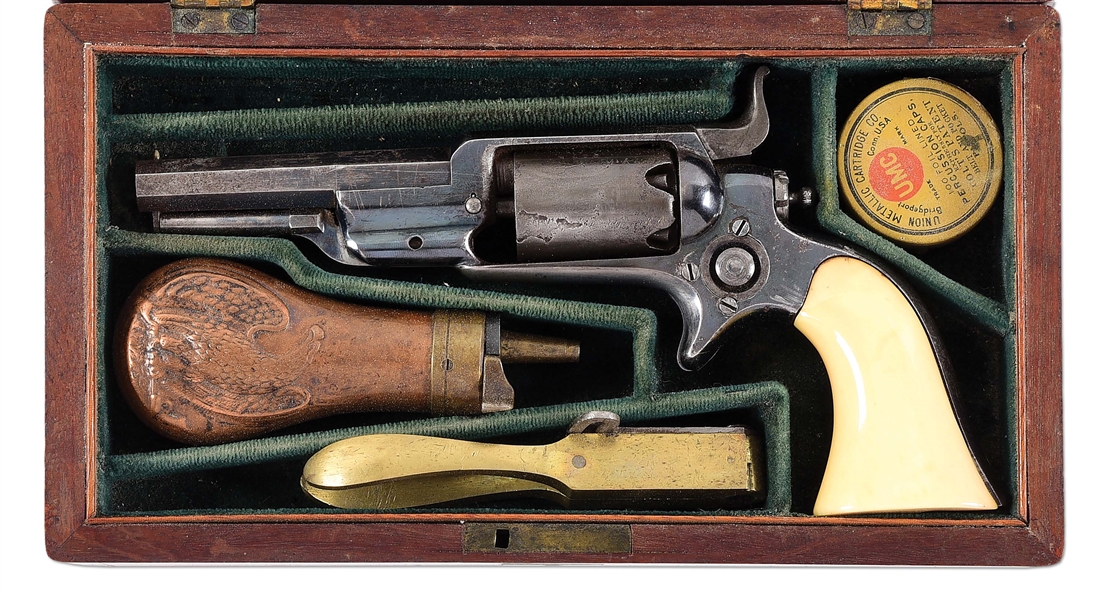 (A) CASED COLT MODEL 1855 ROOT SIDEHAMMER PERCUSSION REVOLVER.