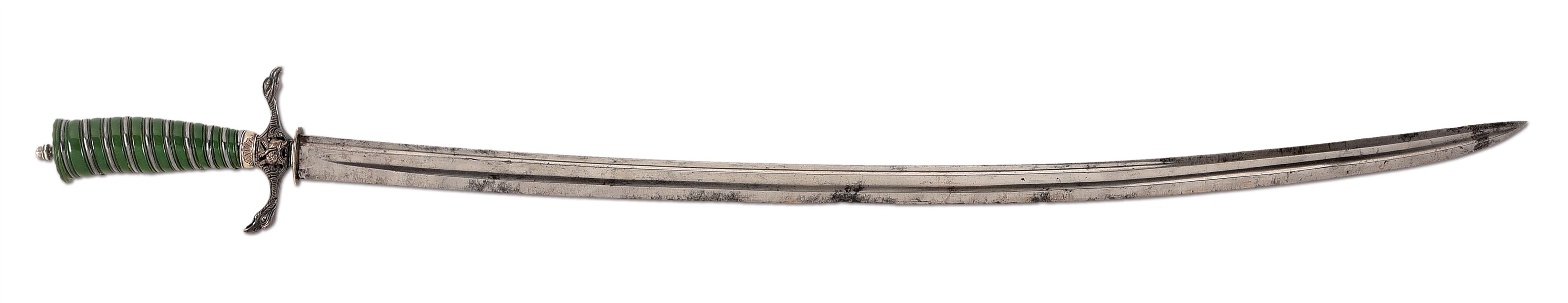 FINE AMERICAN ATTRIBUTED SILVER MOUNTED CUTTOE OR OFFICERS SWORD.