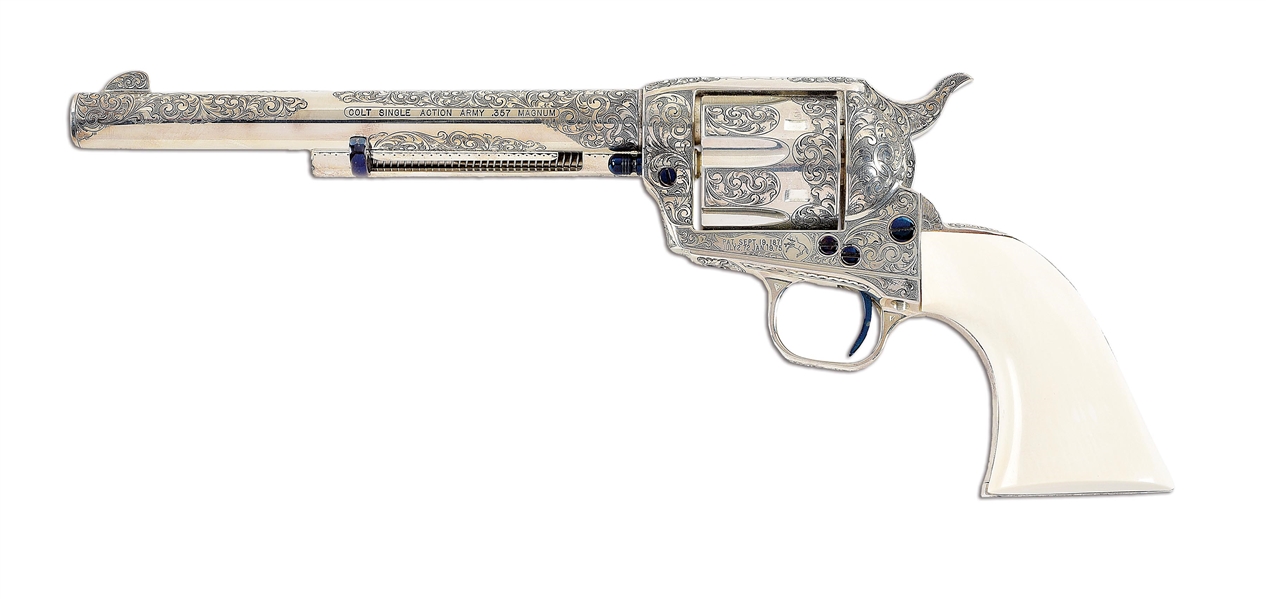 (M) COLT 3RD GENERATION SINGLE ACTION ARMY CUSTOM EMBELLISHED BY NUTMEG SPORTS.