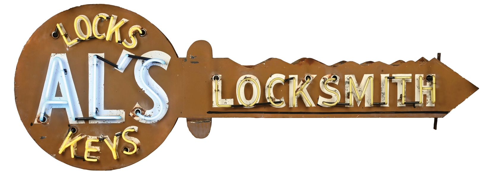 ALS LOCKSMITH PAINTED METAL NEON SIGN.