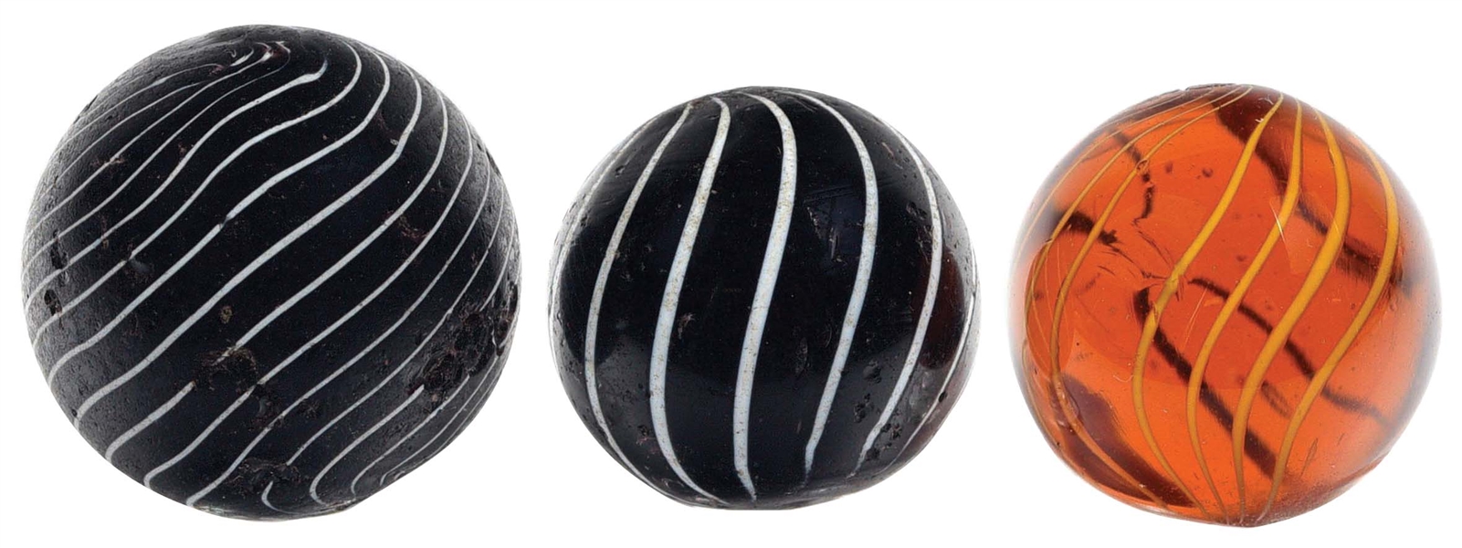 LOT OF 3: HANDMADE MARBLES.