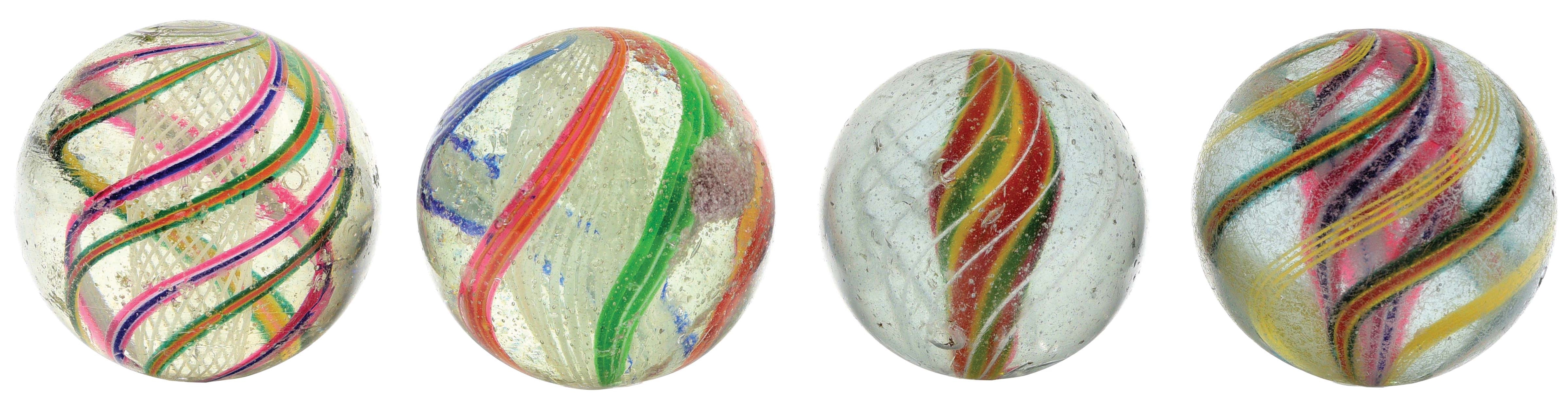 LOT OF 4: SWIRL MARBLES.