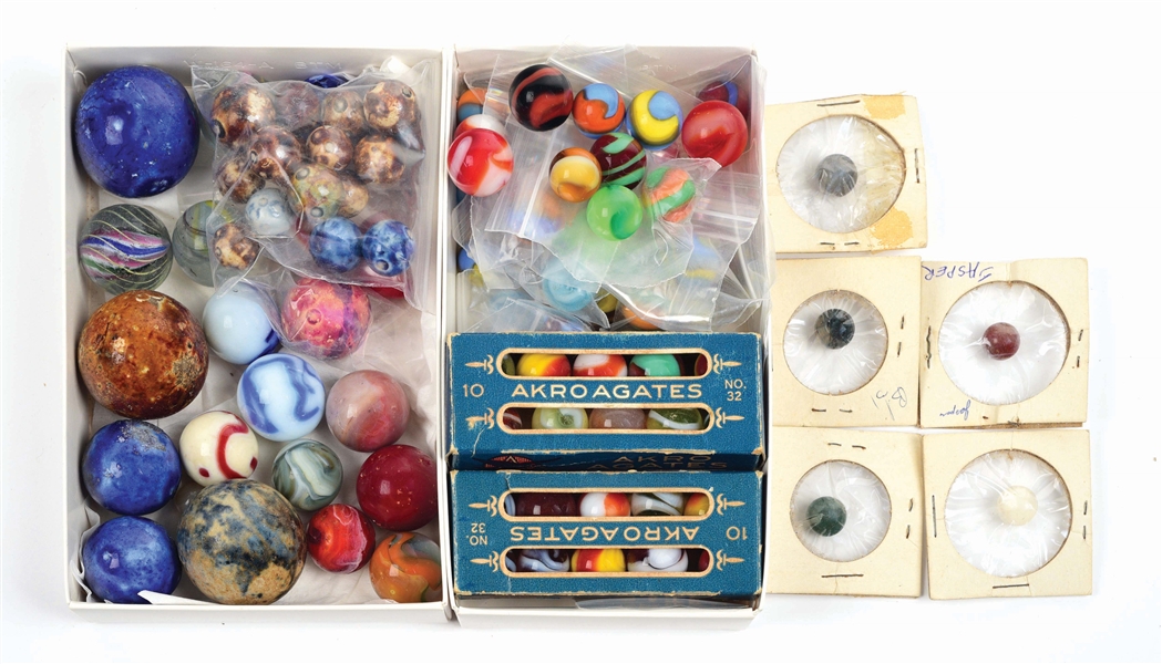 BOX LOT OF MARBLES.