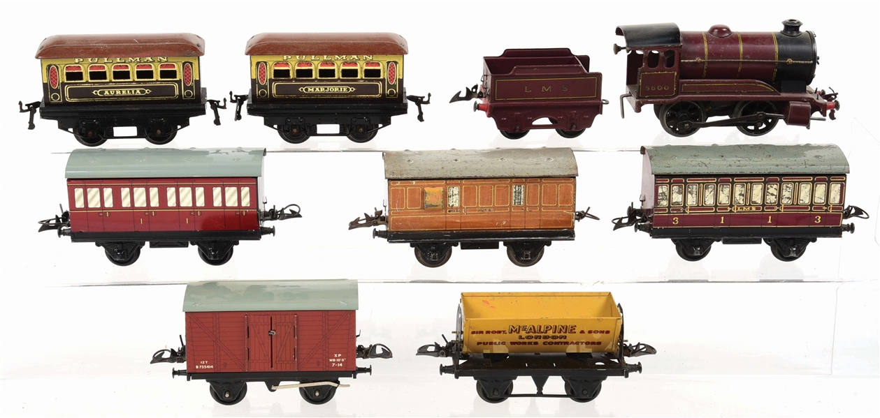 LOT OF 9: "O" GAUGE HORNBY LOCOMOTIVE AND ROLLING STOP.