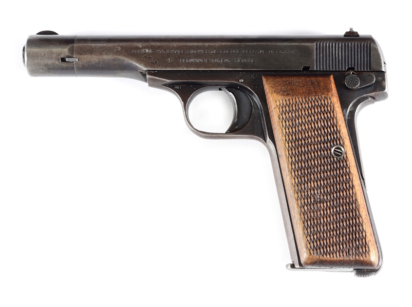 (C) GERMAN WORLD WAR II OCCUPATION FN MODEL 1922 SEMI-AUTOMATIC PISTOL WITH RARE KRIEGHOFF LEATHER HOLSTER.