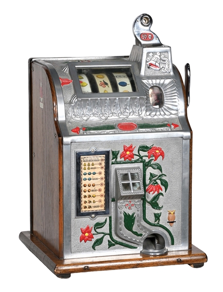 10¢ MILLS POINSETTIA SLOT MACHINE.