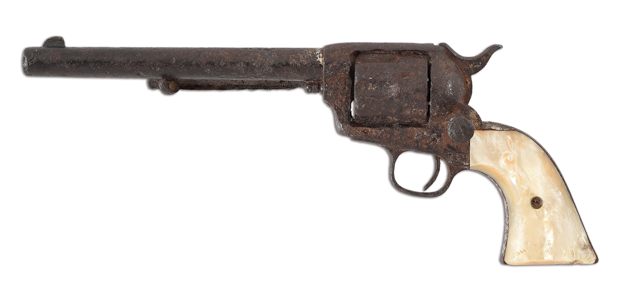 (A) RELIC COLT SINGLE ACTION ARMY WITH BRIDGEPORT SCREW AND PEARL GRIPS.