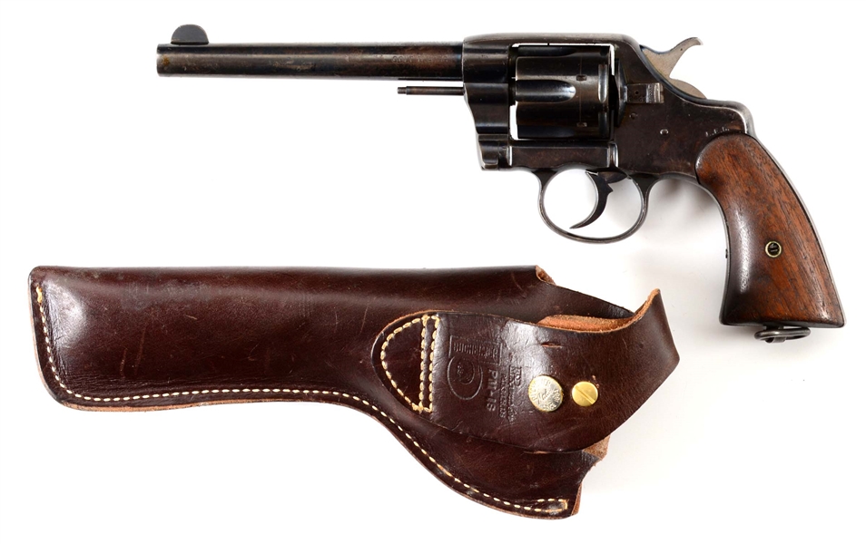 (A) COLT MODEL 1892 NEW ARMY NAVY REVOLVER WITH HOLSTER.