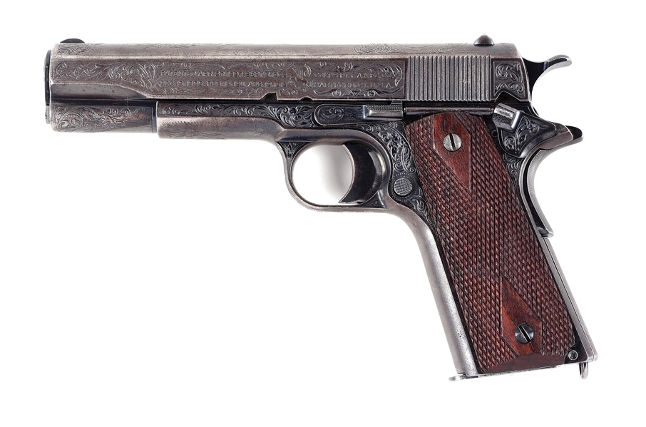 (C) GOUGH ENGRAVED COLT MODEL 1911 SEMI AUTOMATIC PISTOL, ATTRIBUTED TO A NAVAL RESERVIST (1919).