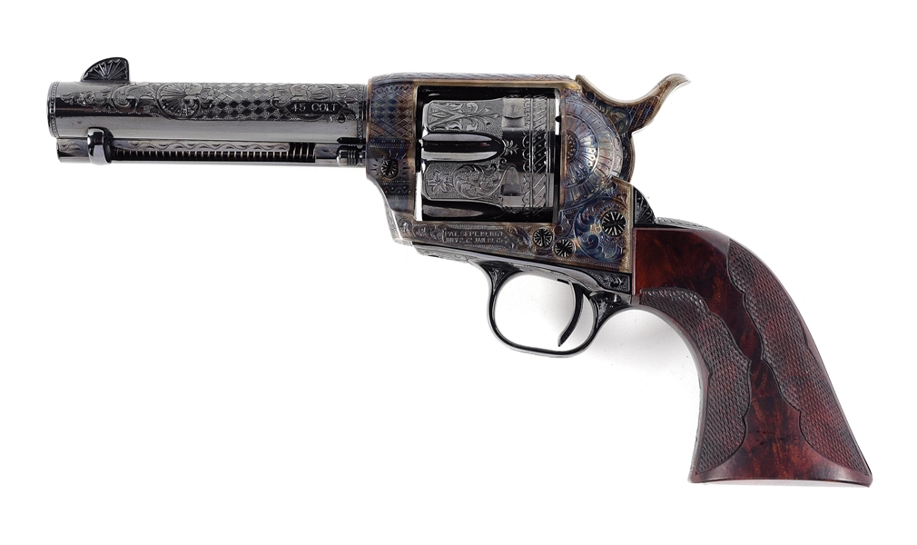 (C) SECOND GENERATION COLT SINGLE ACTION ARMY REVOLVER, EXCELLENTLY ENGRAVED BY PHIL QUIGLY (1958).