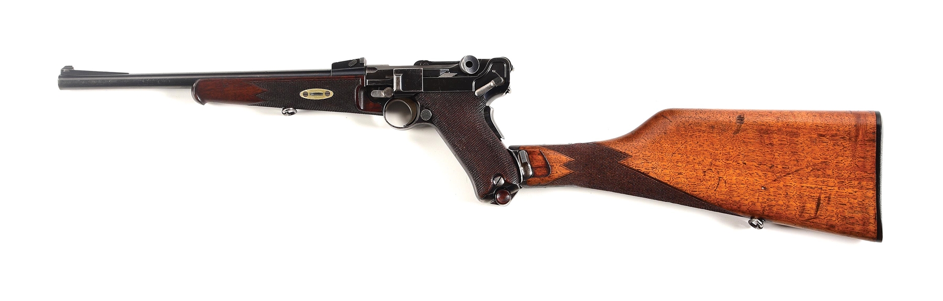 (C) DWM 1902 LUGER CARBINE WITH STOCK AND HOLSTER.