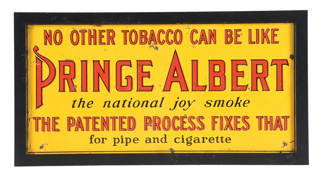 PRINCE ALBERT TOBACCO EMBOSSED TIN SIGN.