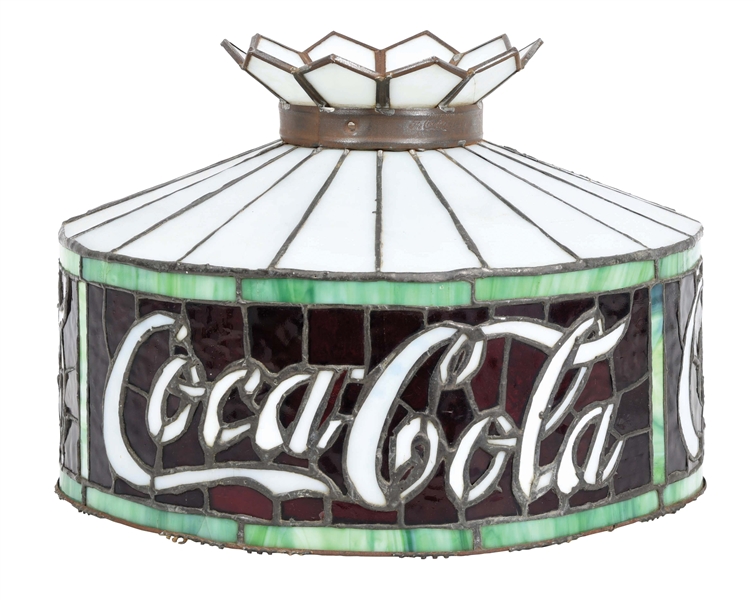 STAINED GLASS COCA-COLA LAMP SHADE.