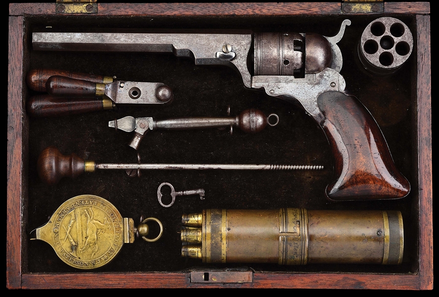 (A) HISTORIC CASED COLT NO. 3 PATERSON BELT MODEL PERCUSSION REVOLVER PRESENTED TO WILLIAM WATSON WITH ACCOUTREMENTS.
