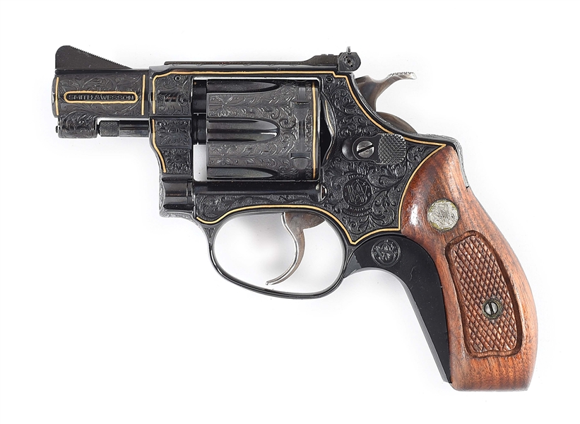 (M) QUIGLEY ENGRAVED SMITH & WESSON MODEL 34-1 DOUBLE ACTION REVOLVER.