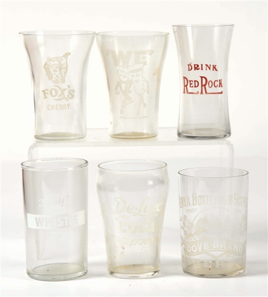 COLLECTION OF 6: SODA FOUNTAIN SODA GLASSES.