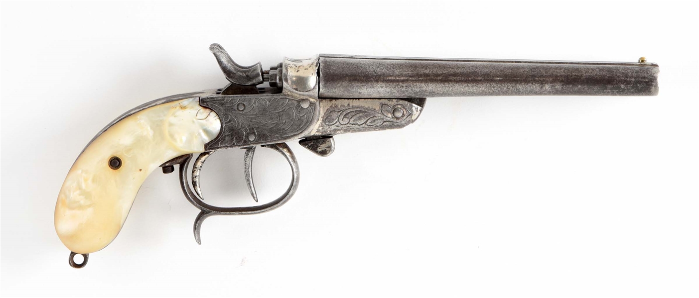 (A) BELGIAN .38 CF DOUBLE BARREL PISTOL.