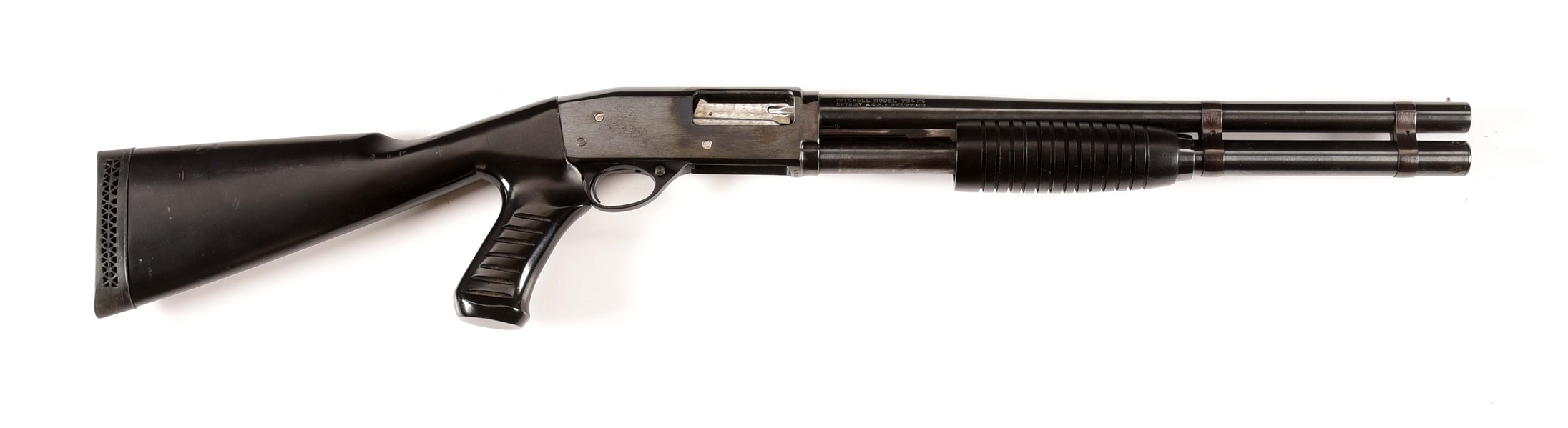 (M) MITCHELL MODEL 9114 PG 12 BORE PUMP ACTION SHOTGUN.